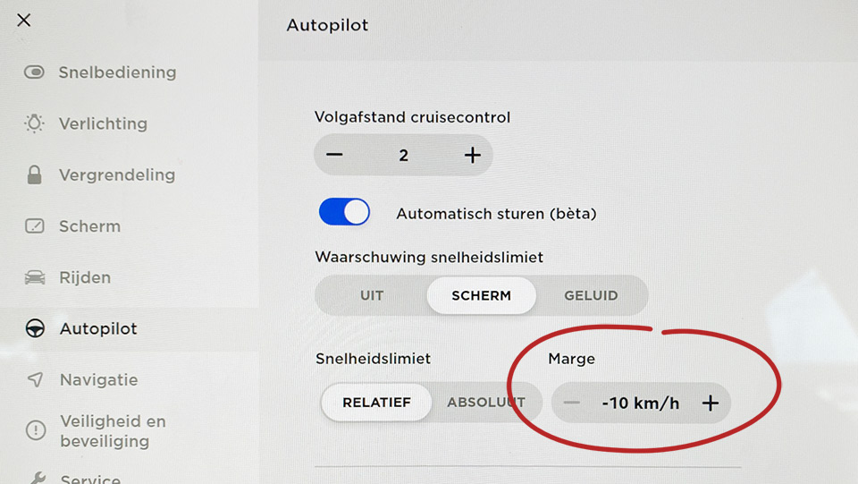 Autopilot marge instellen Autopilot marge instellen