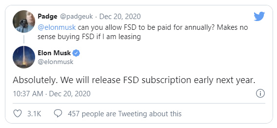 Fsd tweet elon subscription
